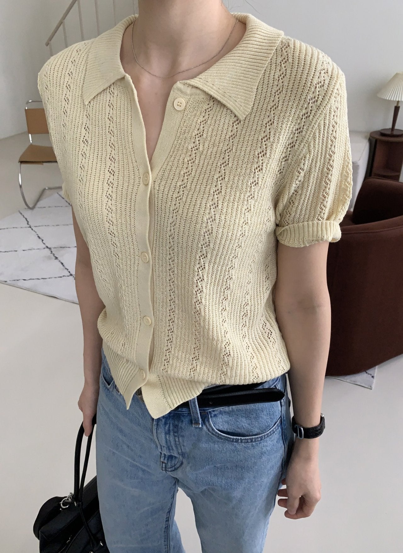 Summer Eyelet Knit Cardigan