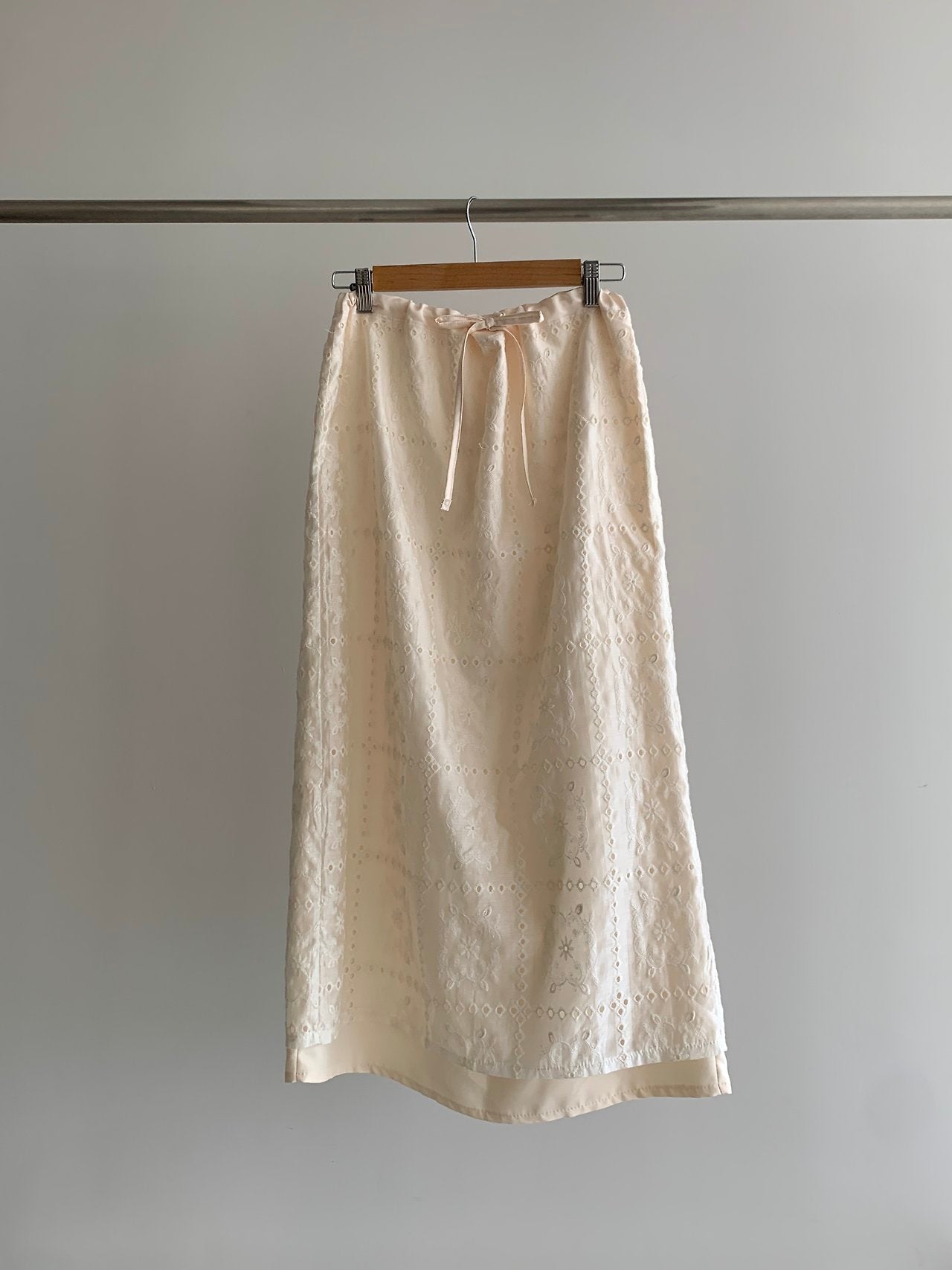 Square Lace Double-Layered Long Skirt