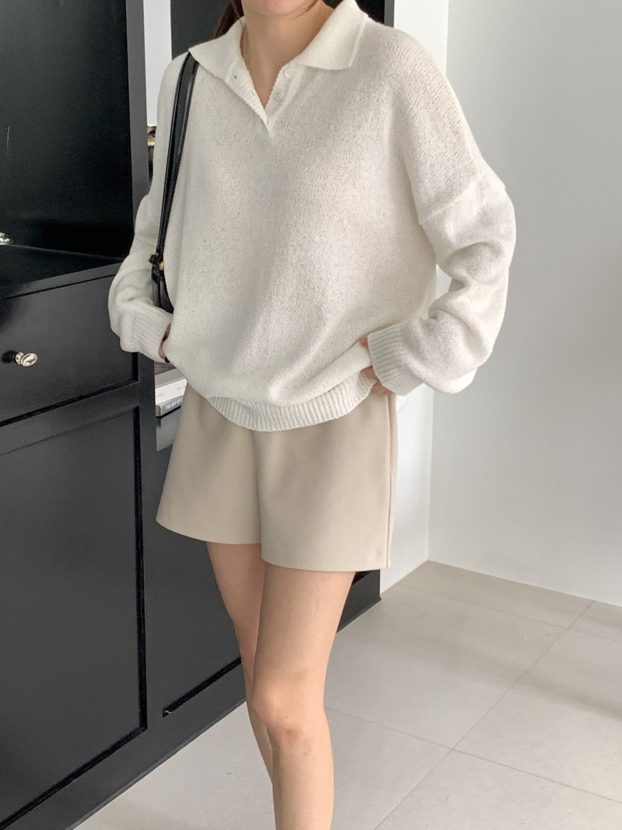 Bouclé Boxy Collar Knit