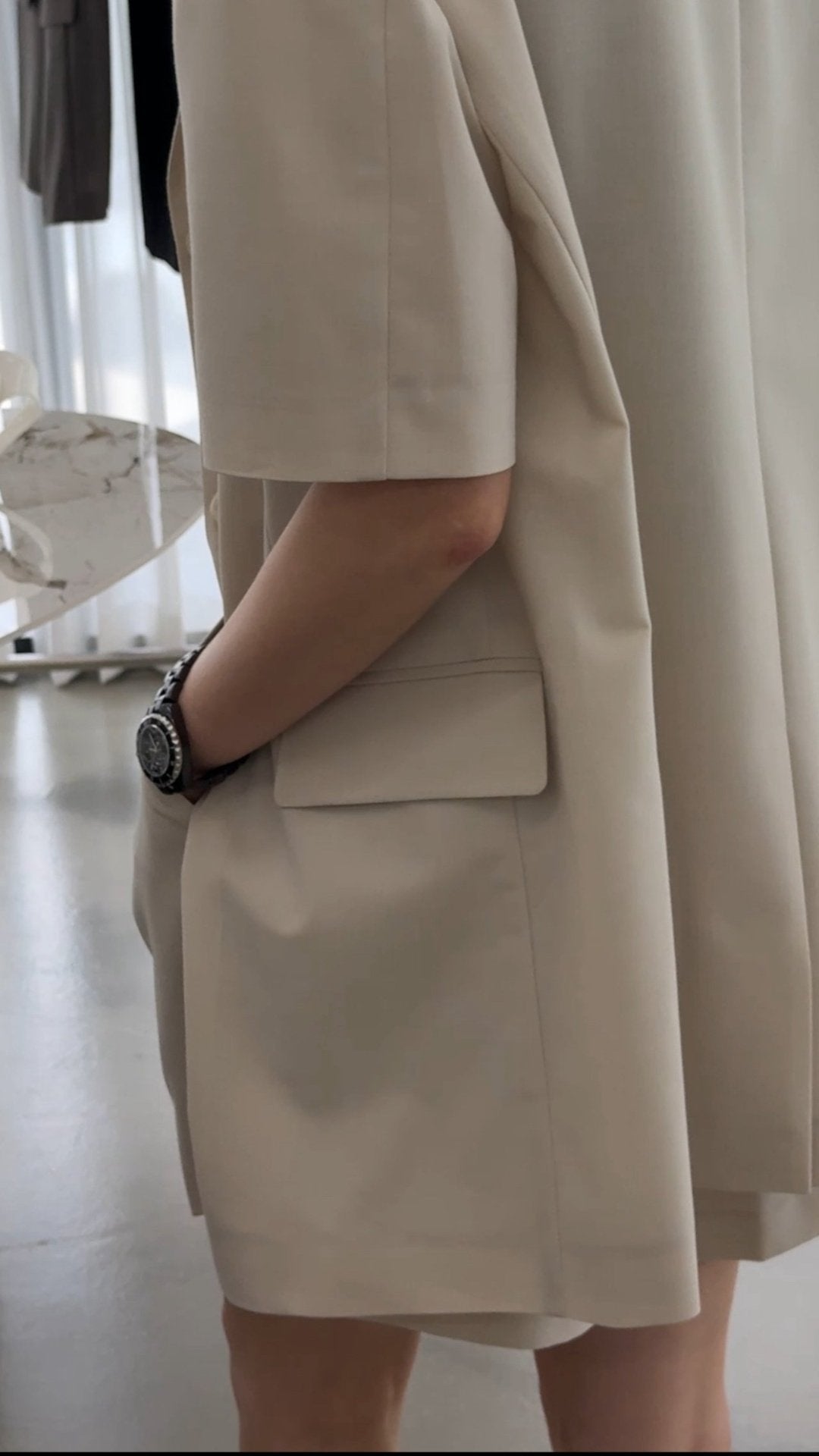 Summer Wool Tailored Suit Set - Light Beige