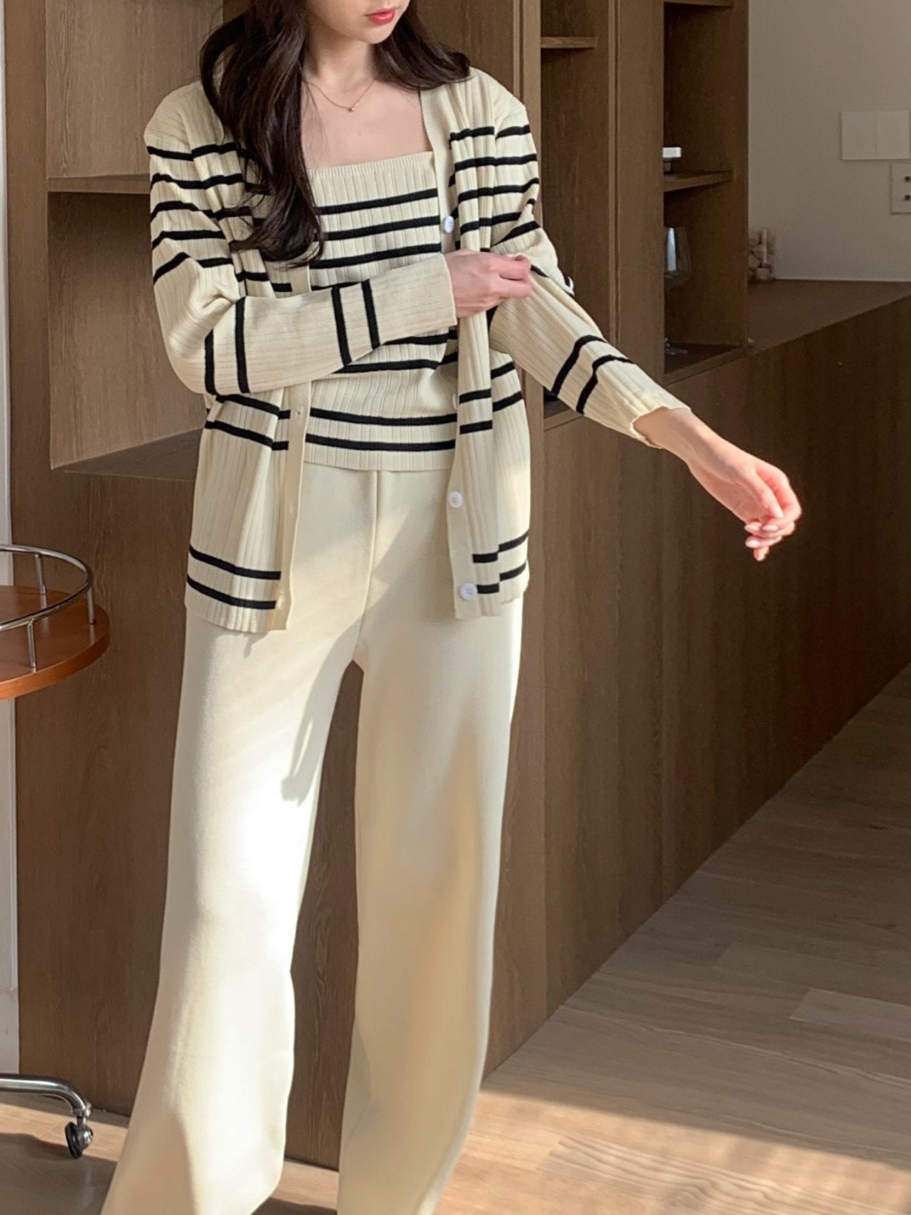 Elegant Stripe Knit 3-Piece Set