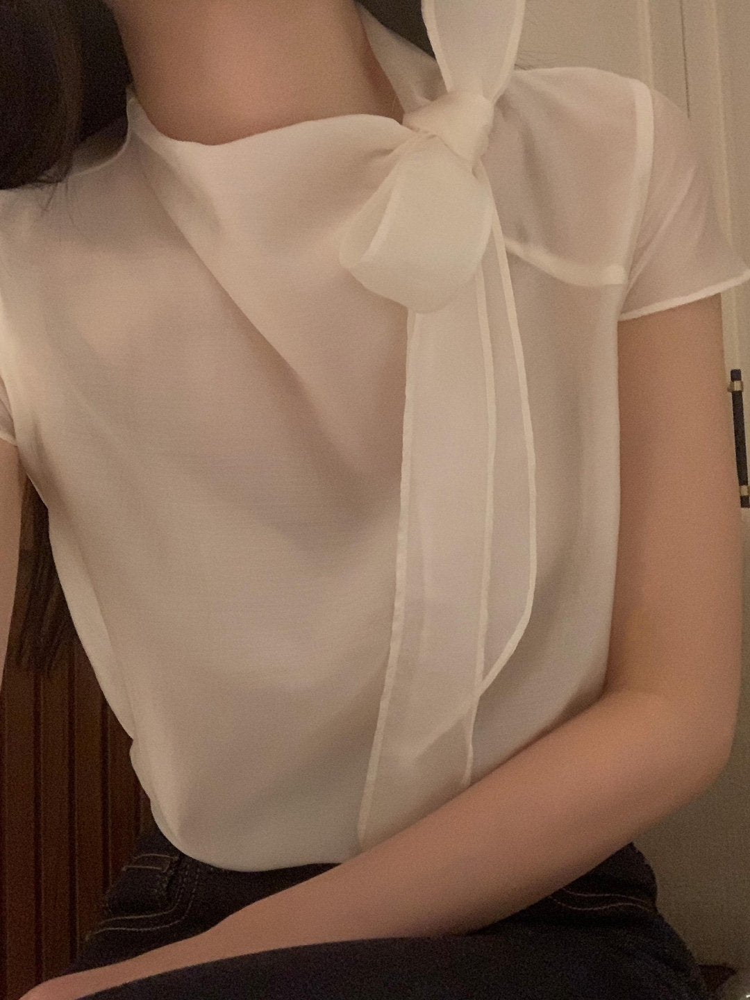 [Best Seller] Ribbon Mock-neck Blouse