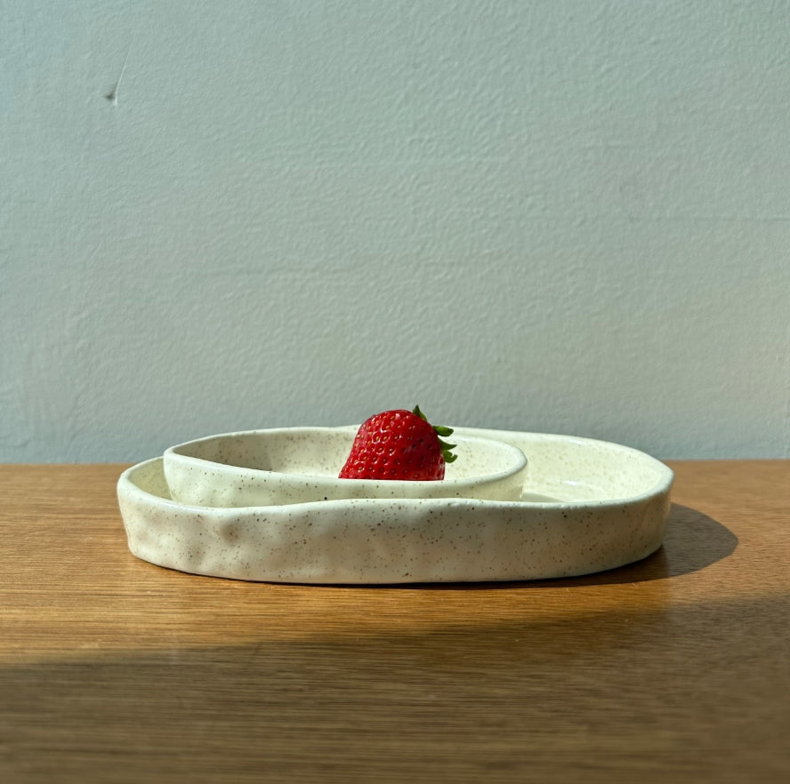 [Handmade Korean Ceramics] Wavy Plate in Oatmeal