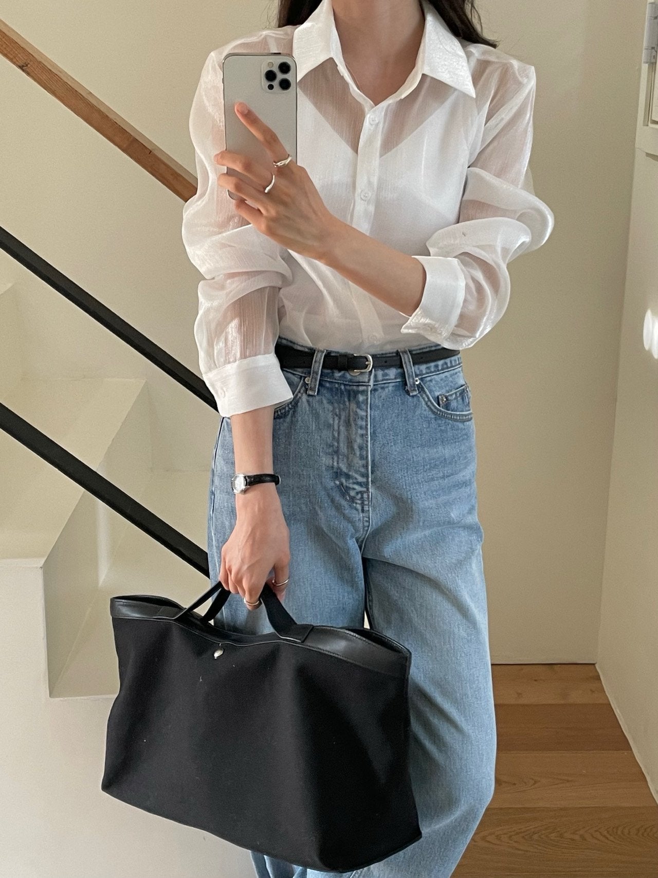 Luxury Organza Sheer Blouse – Sky Blue · White · Peach Pink