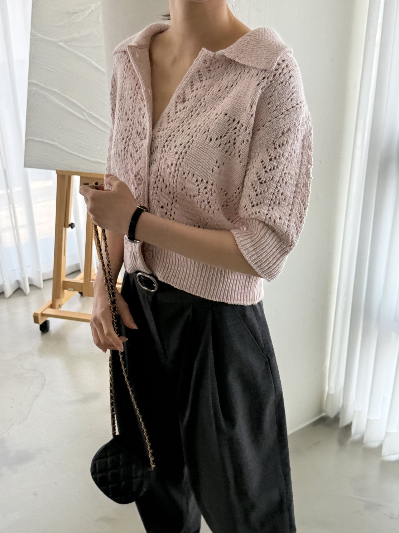 Classic Crochet Cardigan - Strawberry Latte