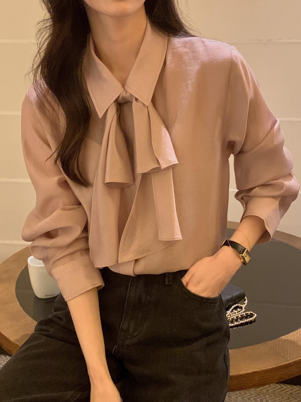 2-Way Hidden-Placket Tencel Blouse