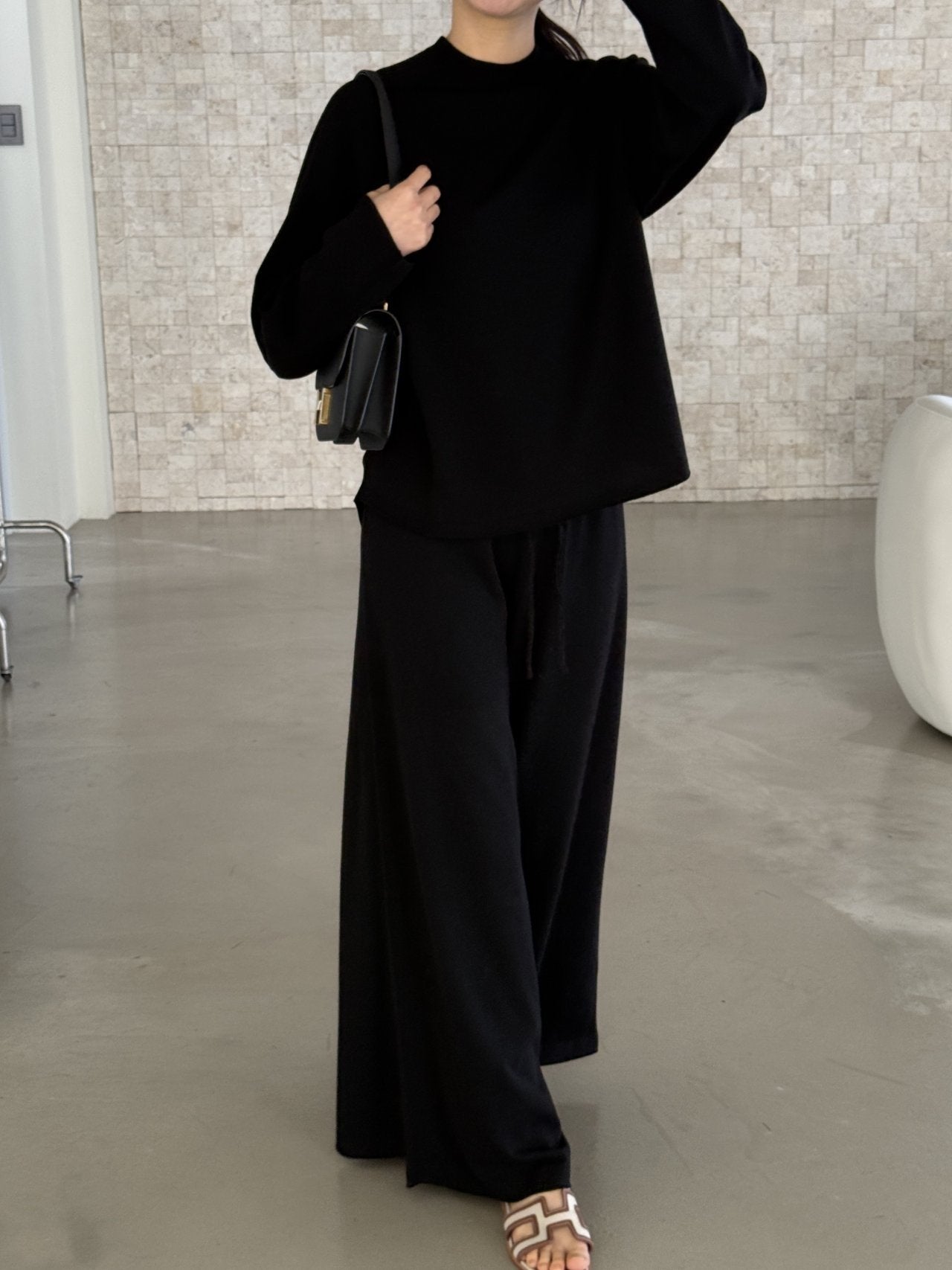 Whole Garment Wool-Cotton Cloud Set-up - Black (pants only)