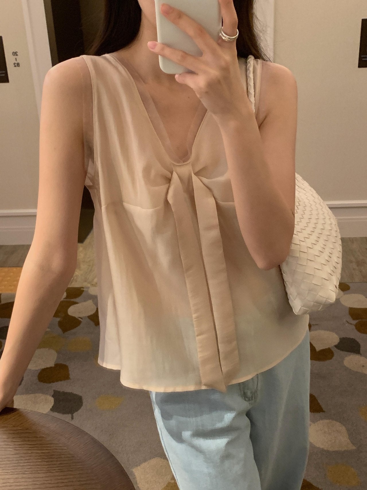 Pure Mood See-through V-Blouse