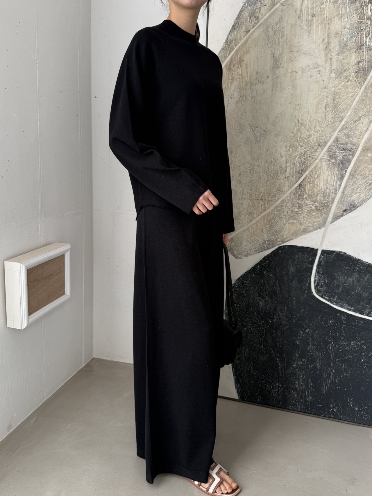 Whole Garment Wool-Cotton Cloud Set-up - Black (pants only)