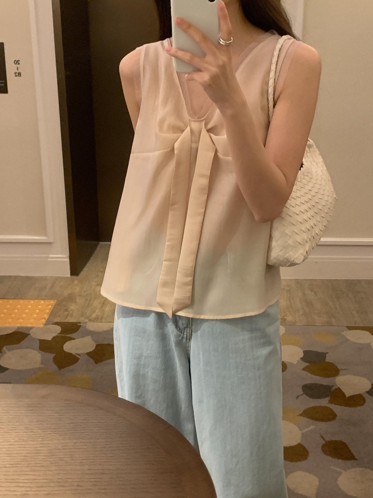 Pure Mood See-through V-Blouse