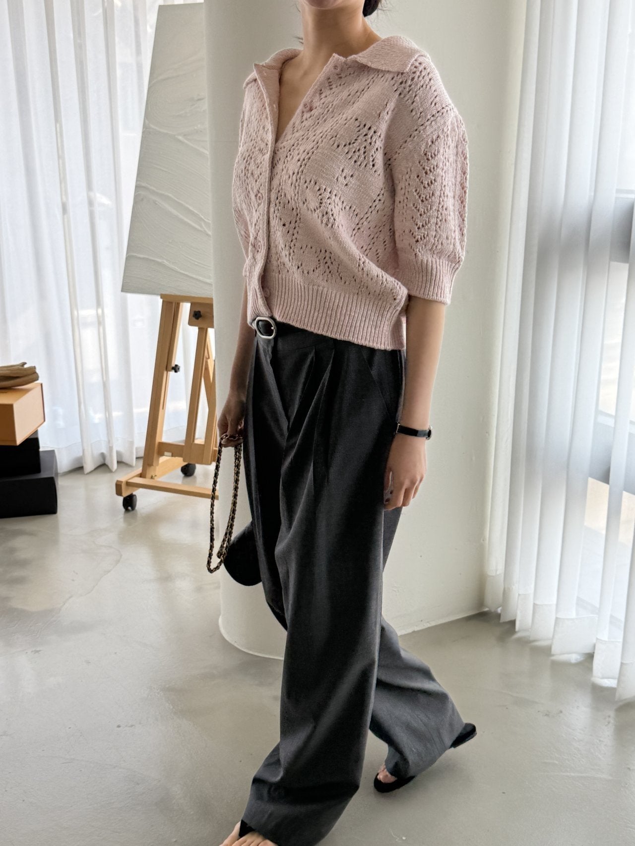 Classic Crochet Cardigan - Strawberry Latte