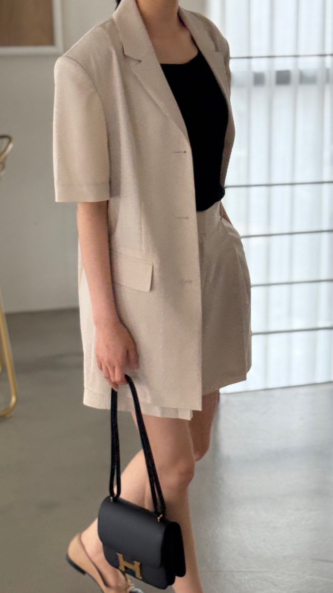 Summer Wool Tailored Suit Set - Light Beige