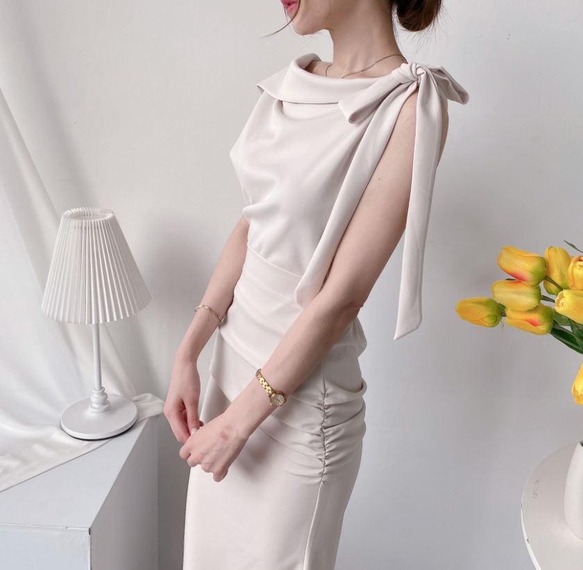Scarf Asymmetric Sleeveless Blouse