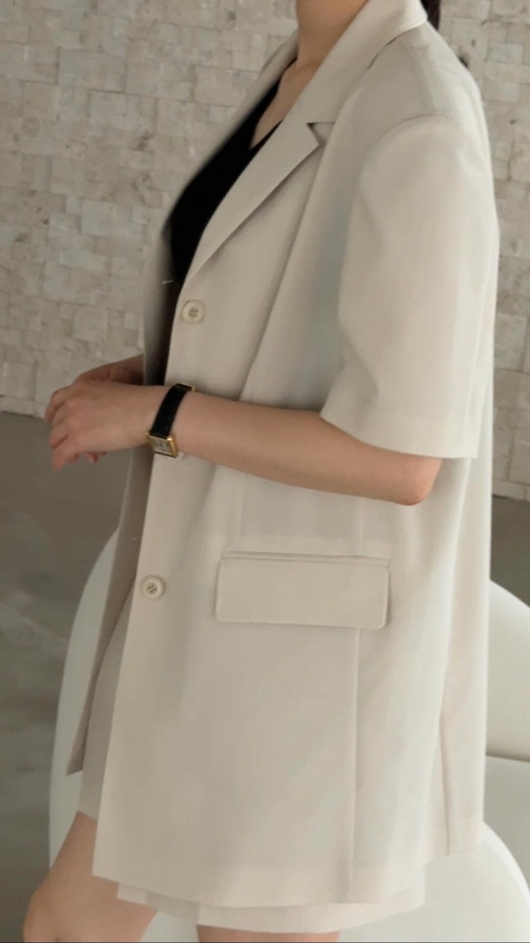 Summer Wool Tailored Suit Set - Light Beige