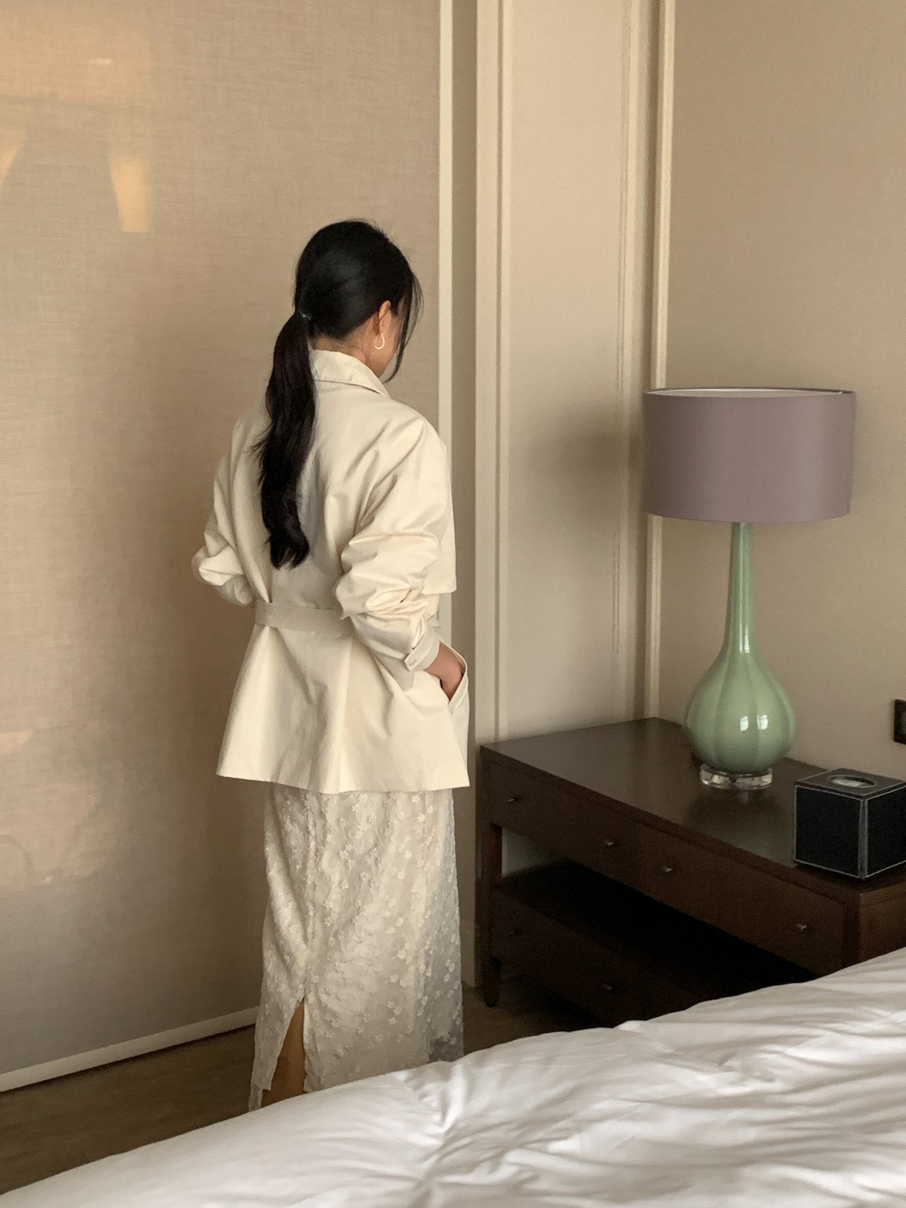 [Best Seller] Sculptural Silk-Lined Lace Skirt