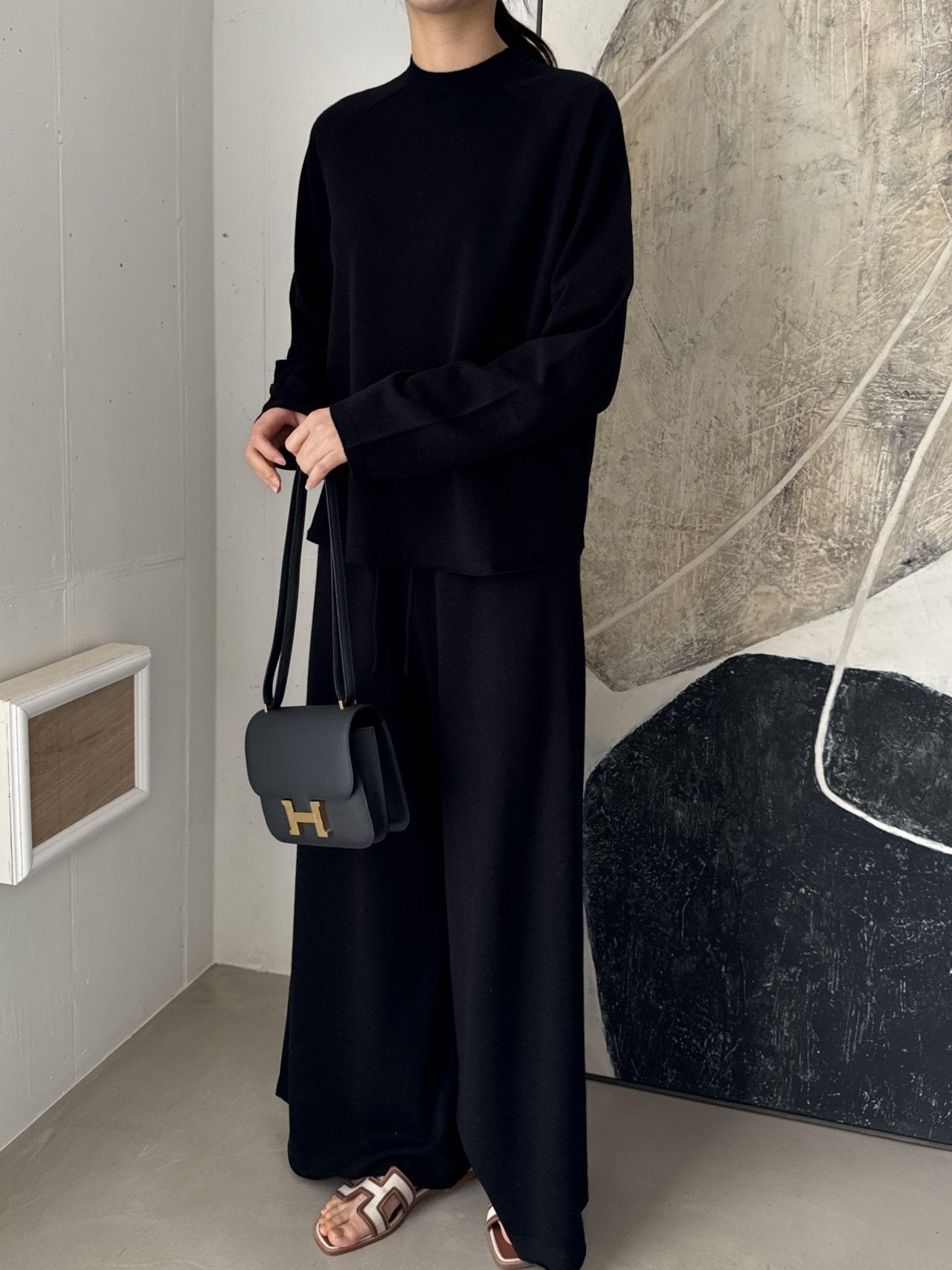 Whole Garment Wool-Cotton Cloud Set-up - Black (pants only)