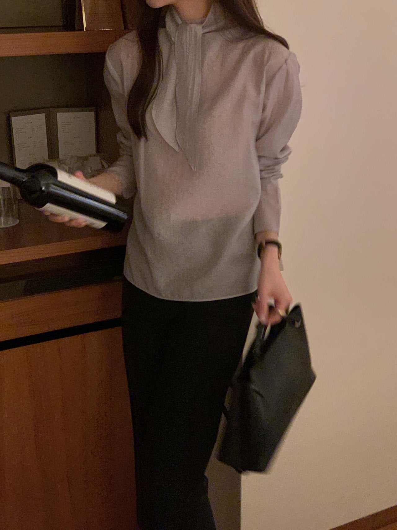 [Best Seller] Semi High Neck Draped Blouse