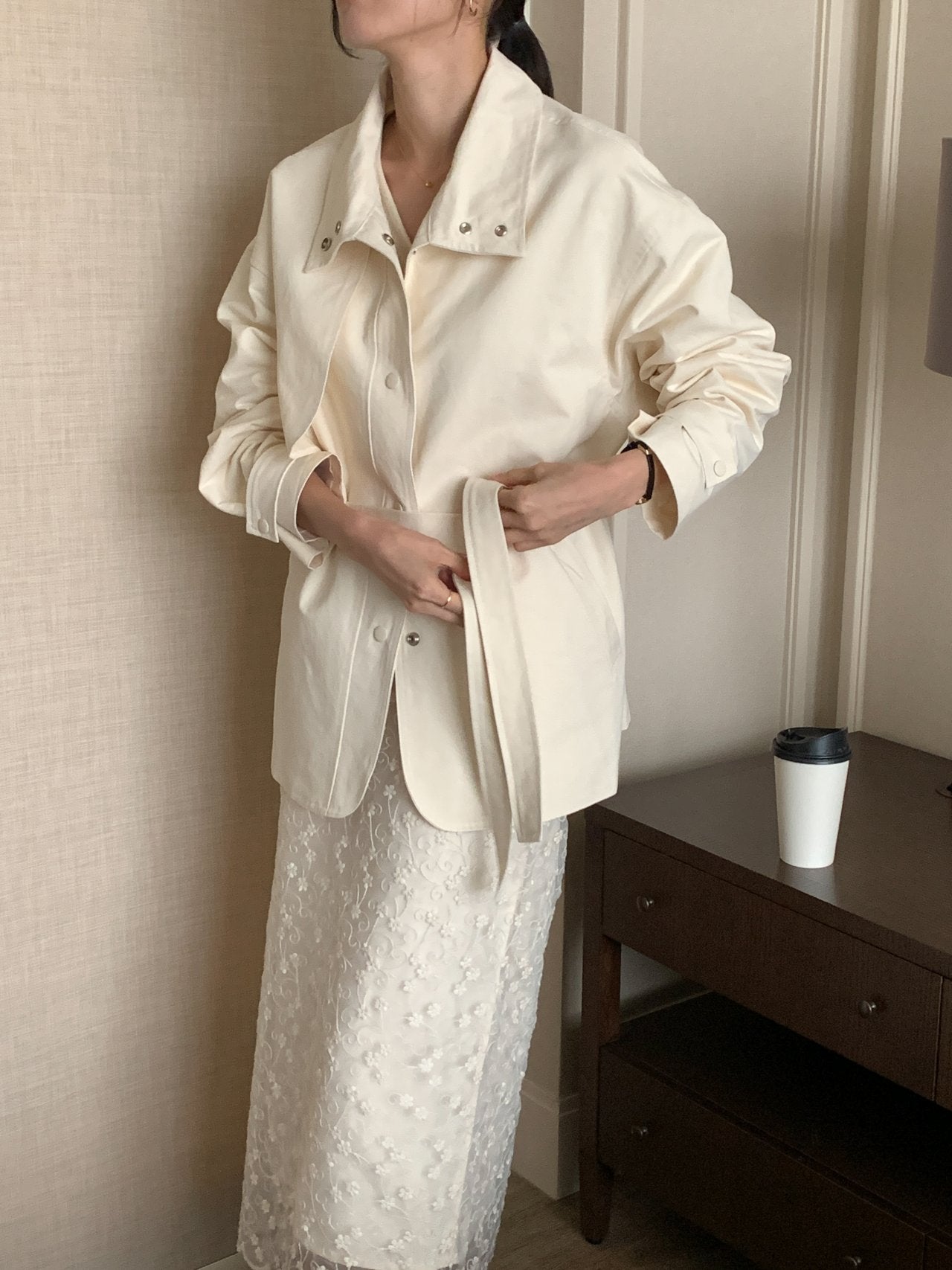 [Best Seller] Sculptural Silk-Lined Lace Skirt