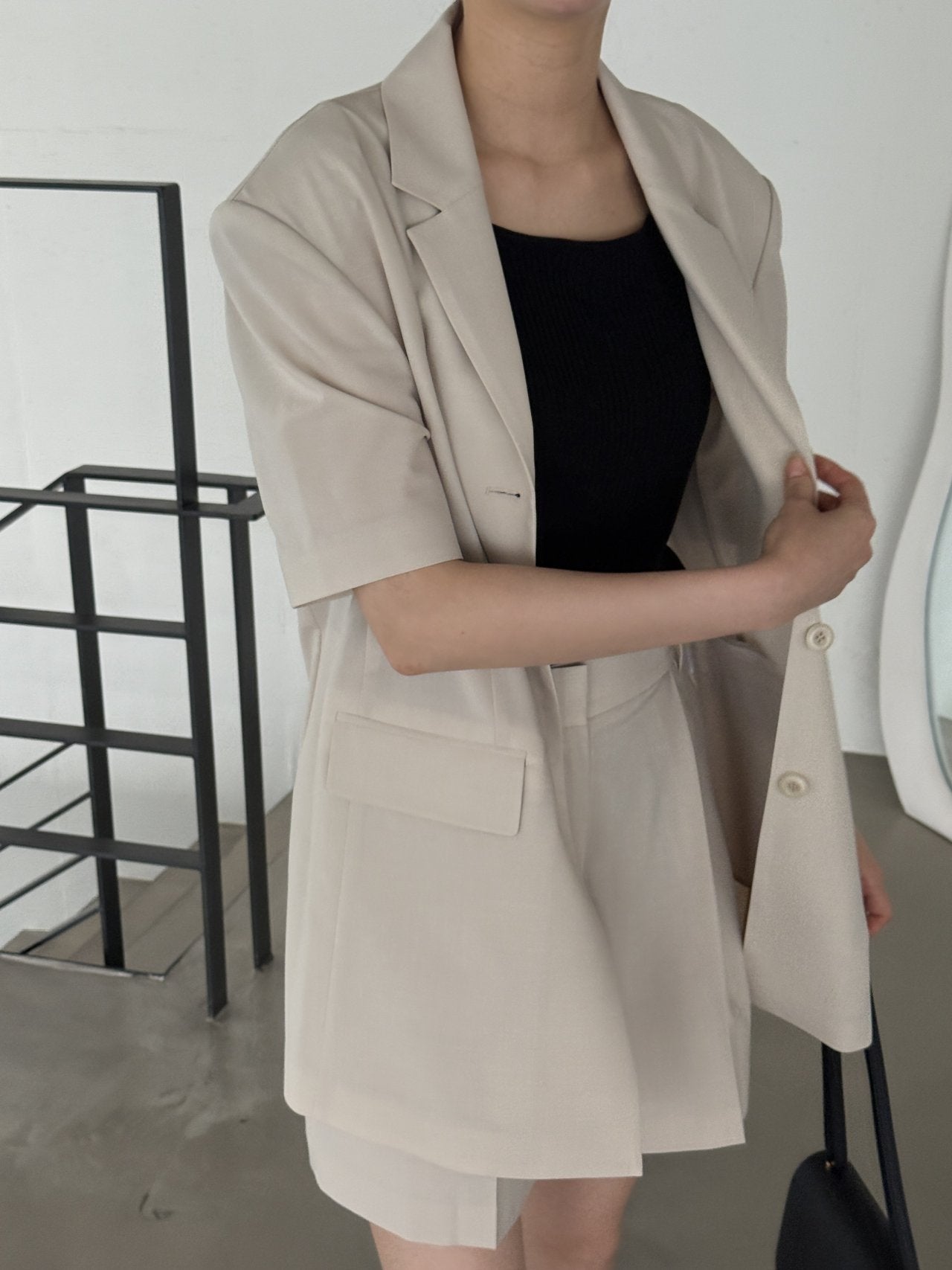 Summer Wool Tailored Suit Set - Light Beige