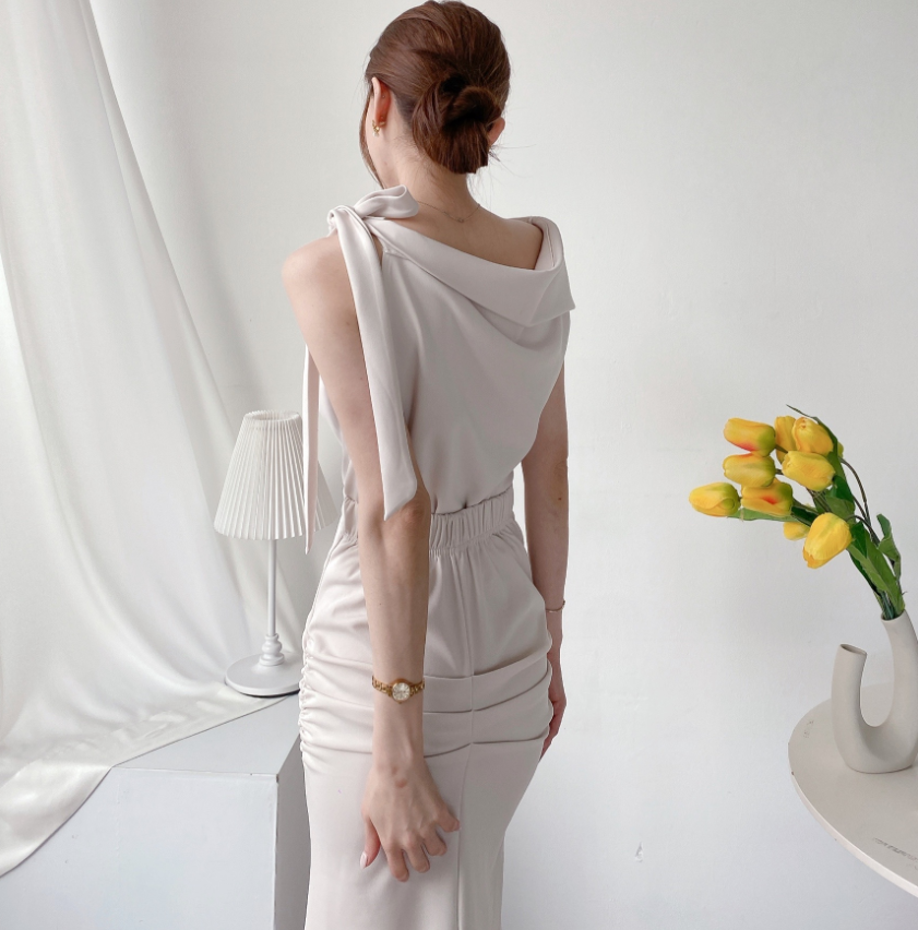Scarf Asymmetric Sleeveless Blouse