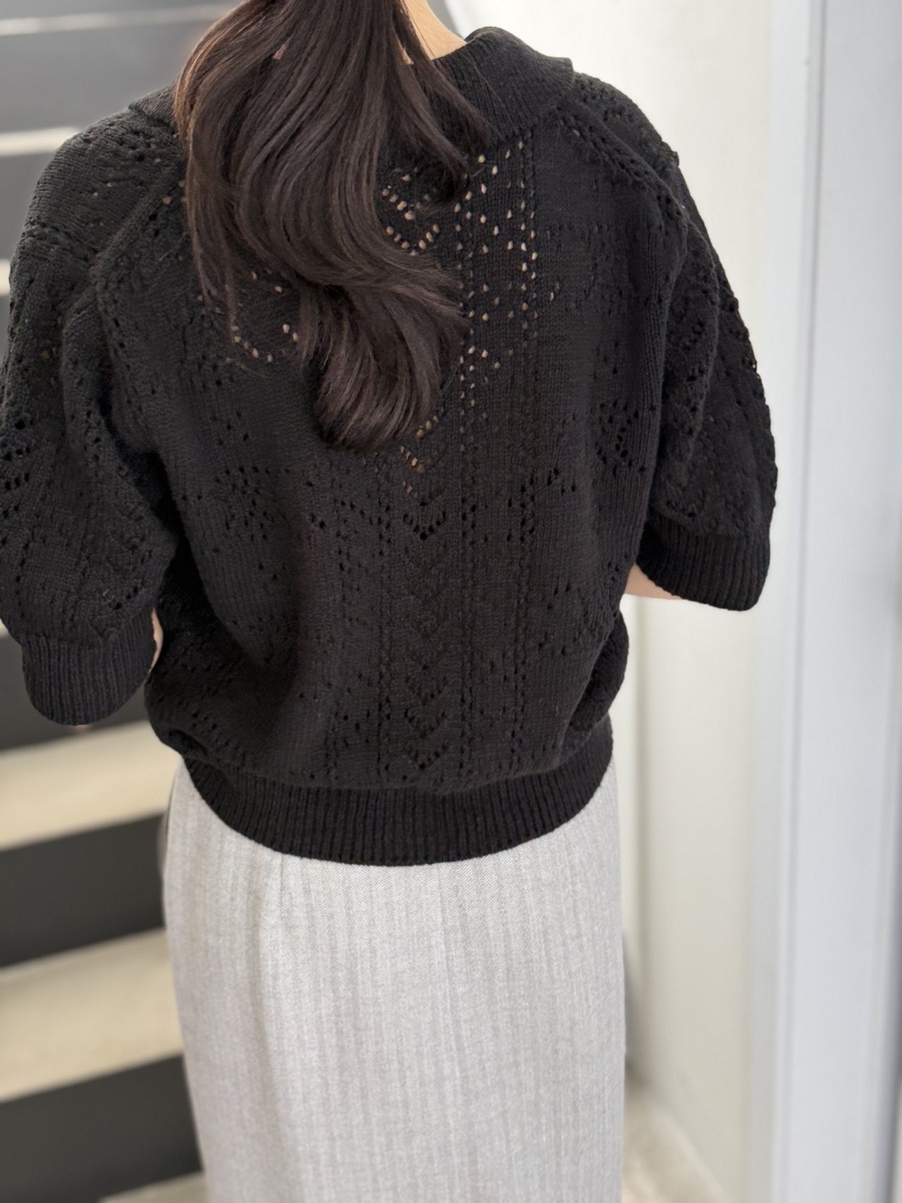Classic Crochet Cardigan - Black