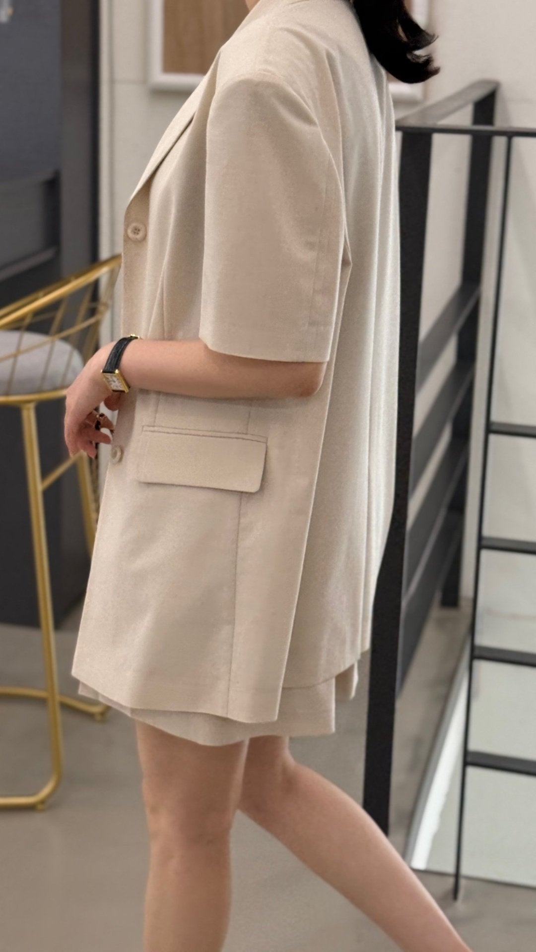 Summer Wool Tailored Suit Set - Light Beige