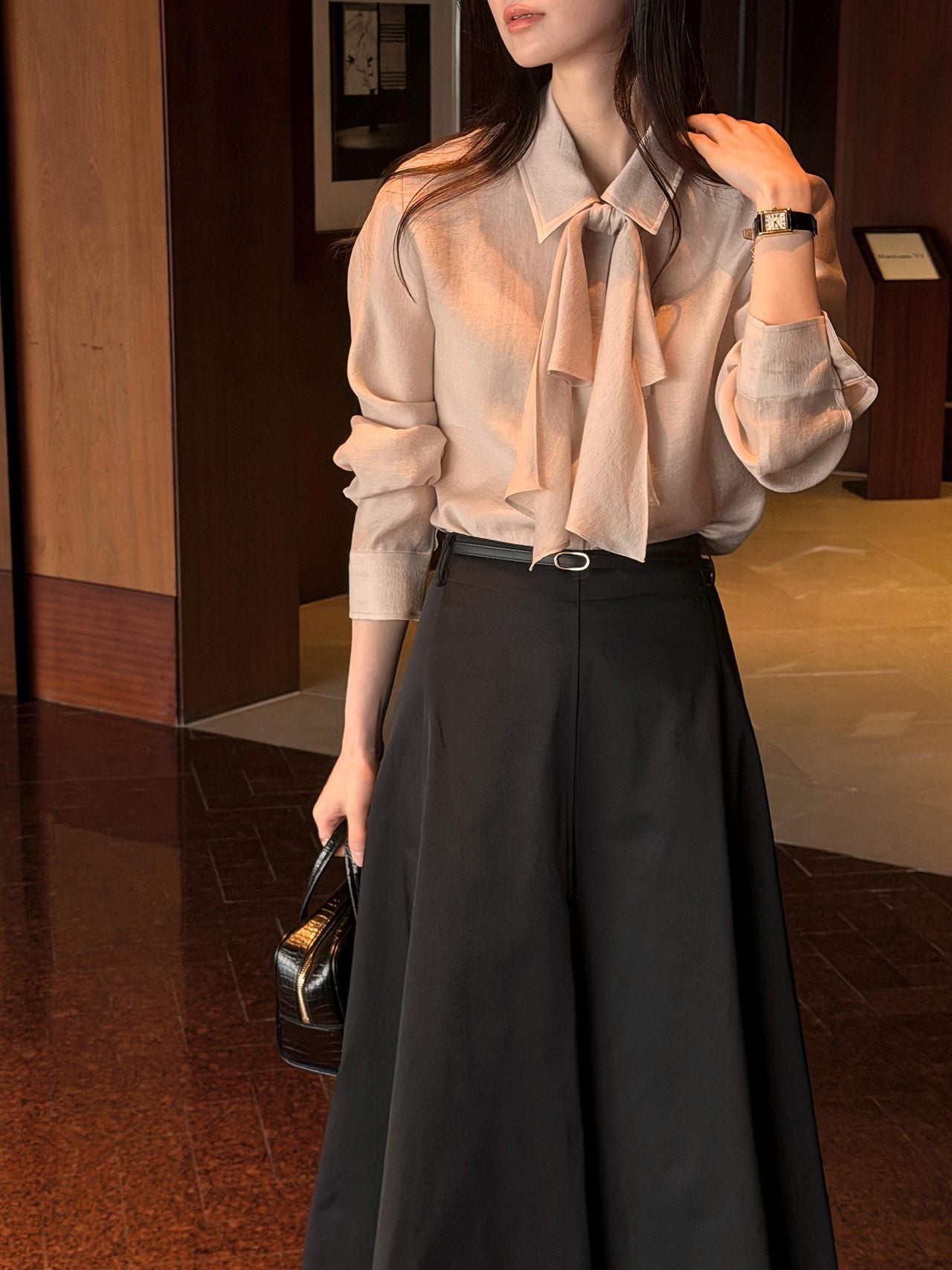 2-Way Hidden-Placket Tencel Blouse