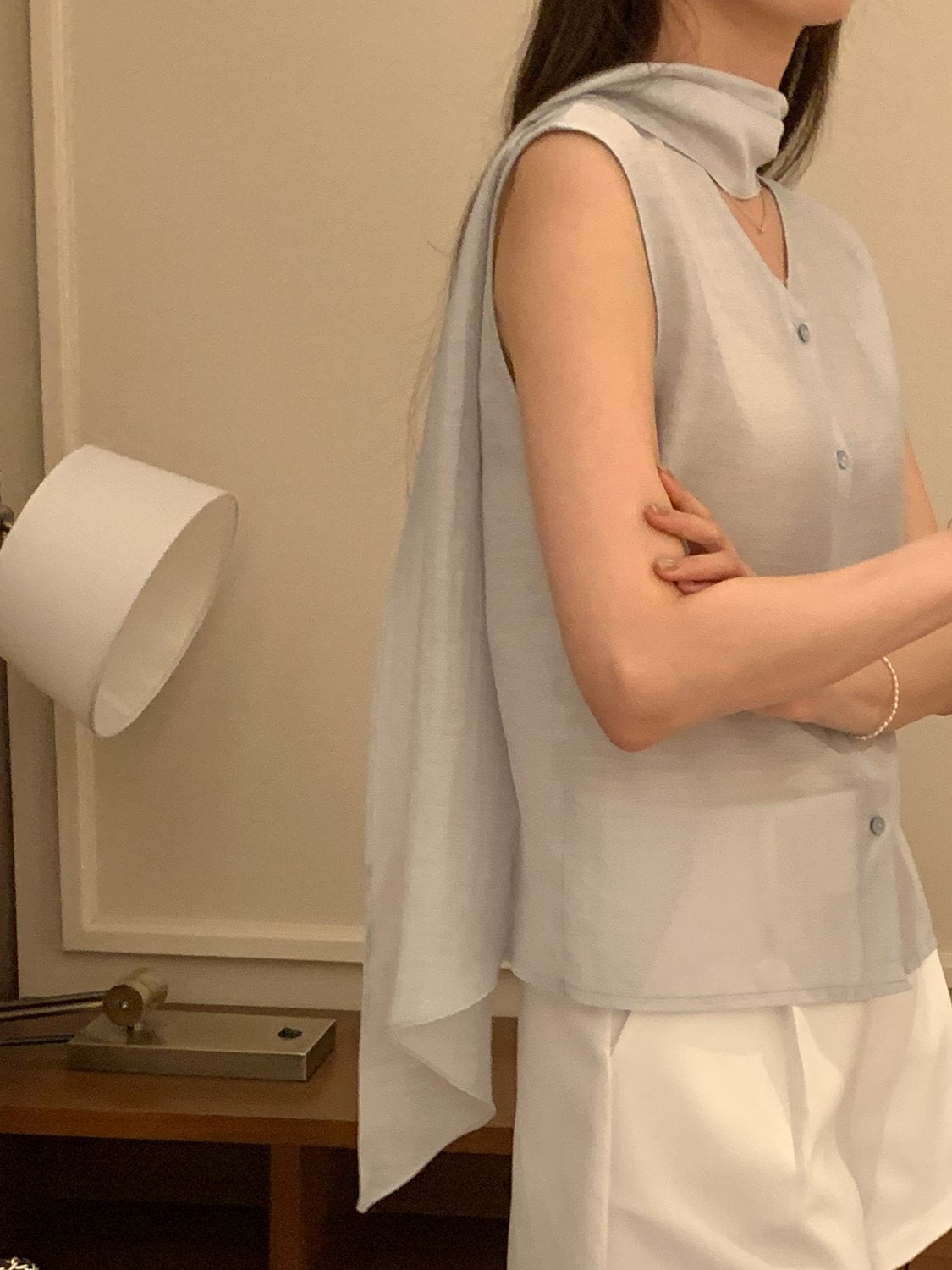 [Best Seller] Scarf Detail Sleeveless Blouse