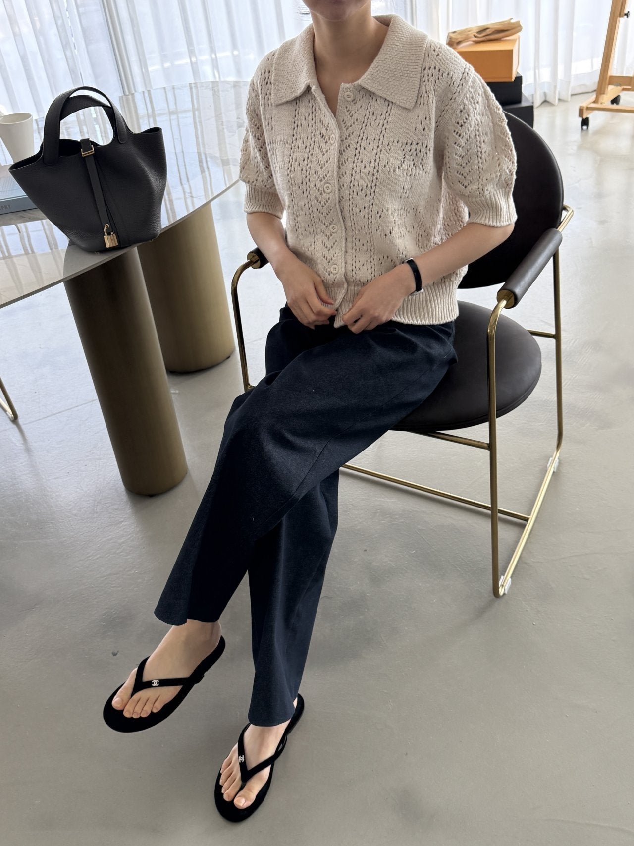 Classic Crochet Cardigan - Cream Oat