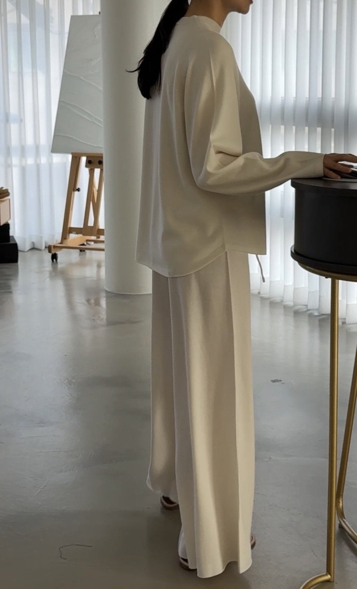 Whole Garment Wool-Cotton Cloud Set-up - Ivory