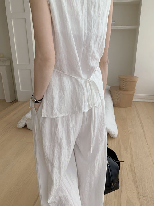 BreezeShirring Summer Top & Pants Set