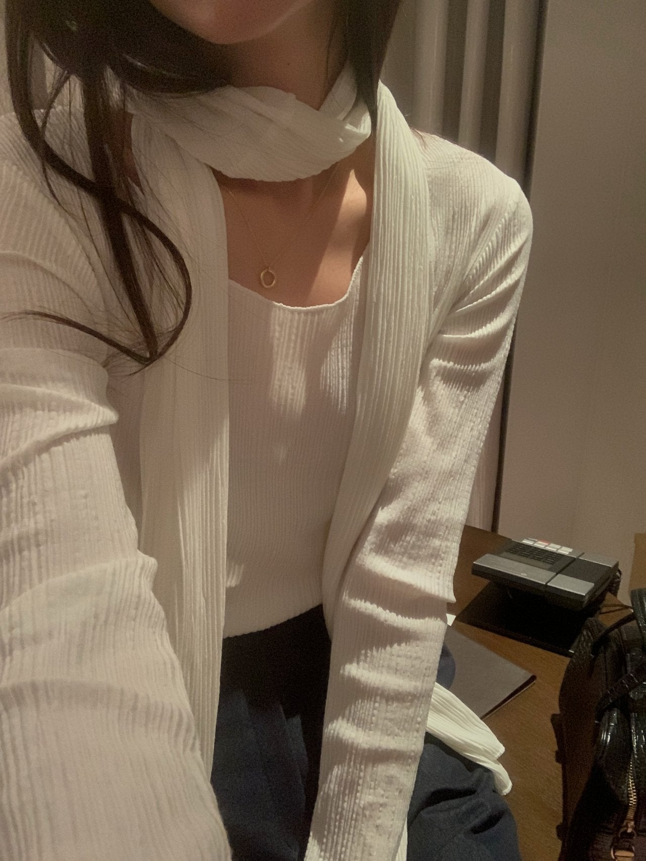 Pleated Scarf Set Tee