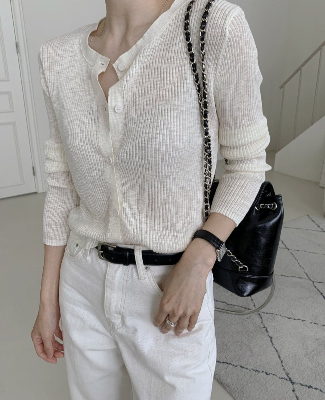 Lightweight Bokashi Rib Knit Cardigan