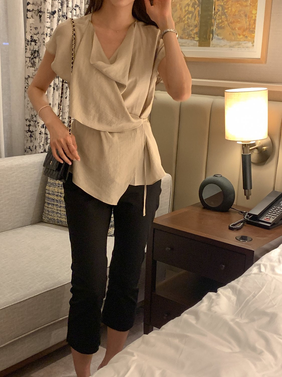 Draped Side-Button Blouse