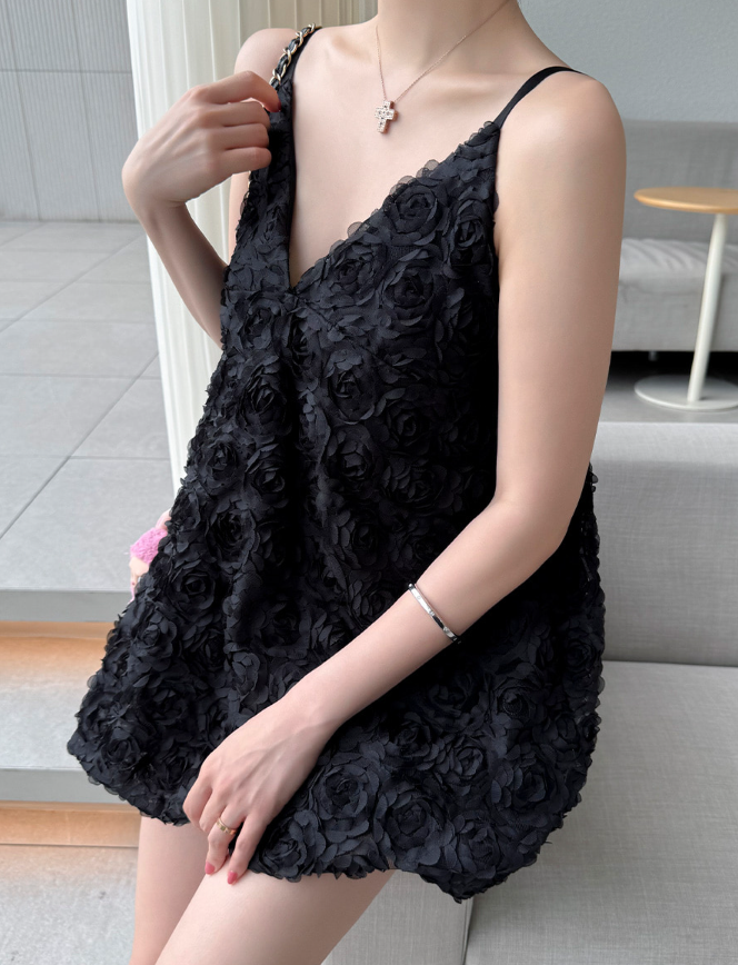 Rosé Bloom Chiffon Mini Dress