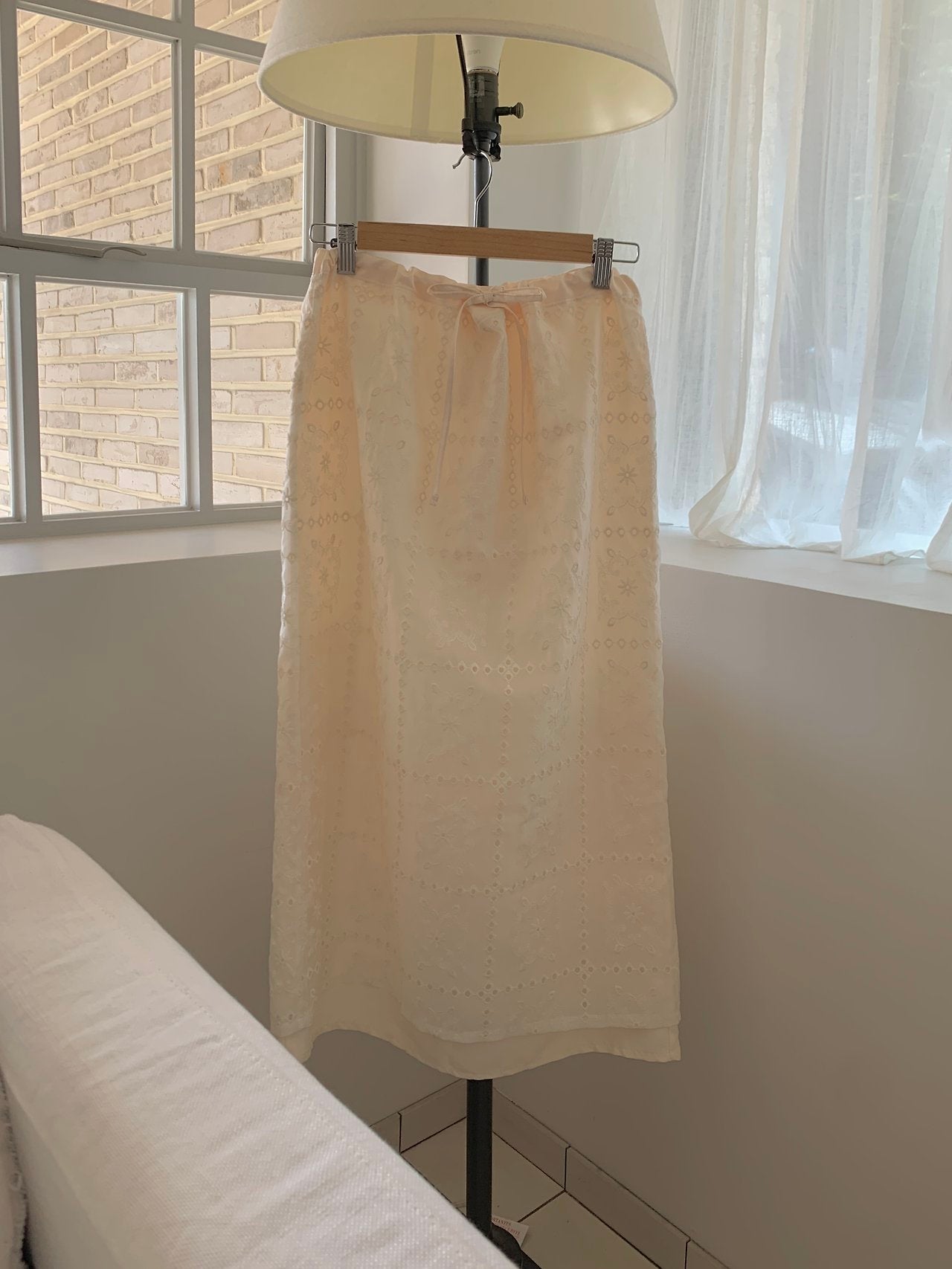 Square Lace Double-Layered Long Skirt
