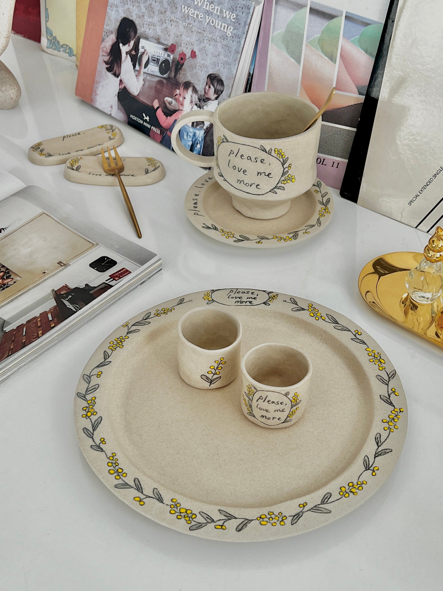 [Handmade Korean Ceramics] Love Me More Soju Cup (2pc)