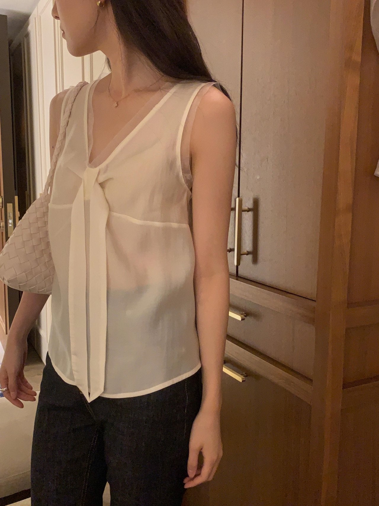 Pure Mood See-through V-Blouse