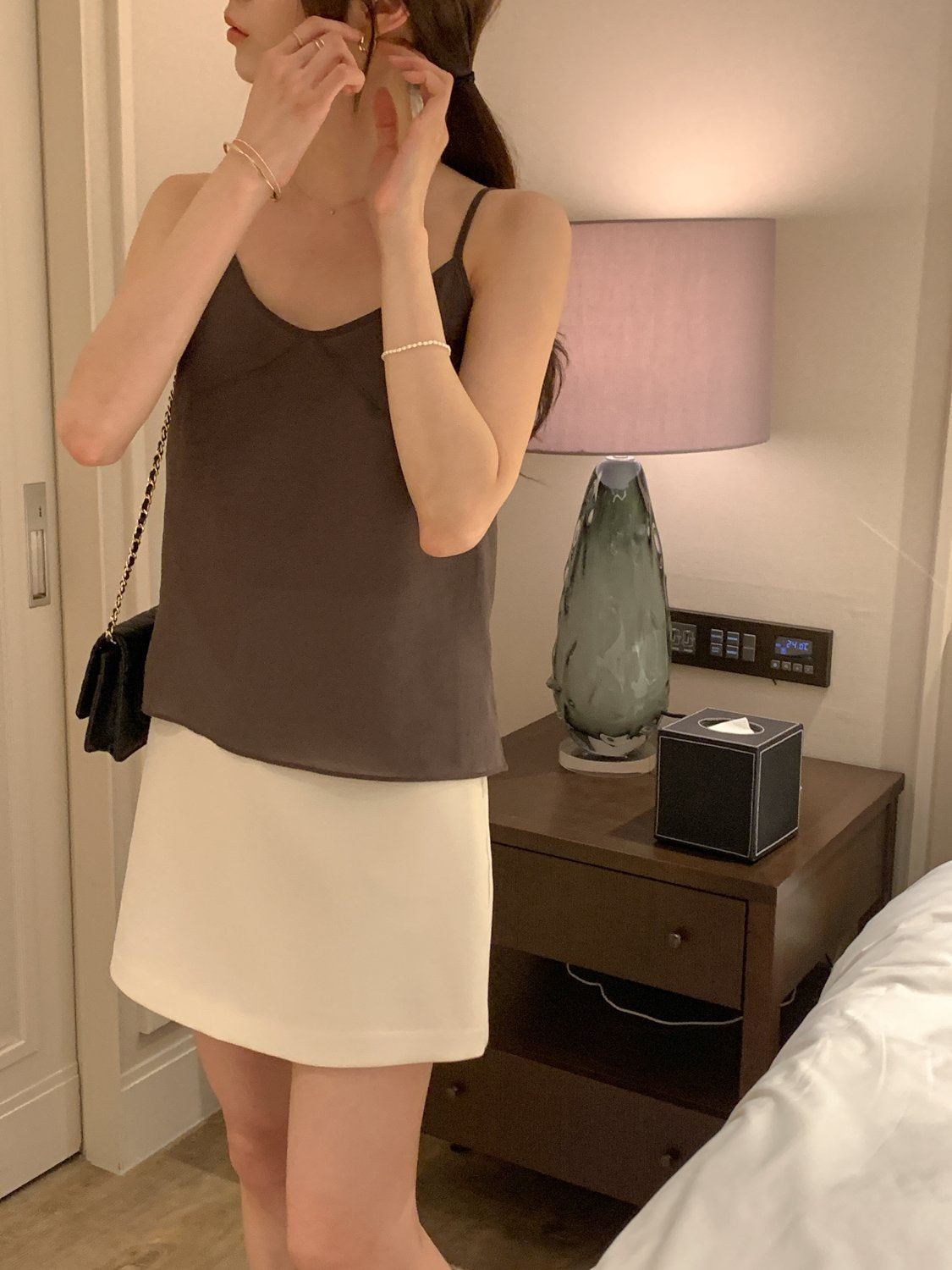 Collar Cardigan & Sleeveless Blouse Set