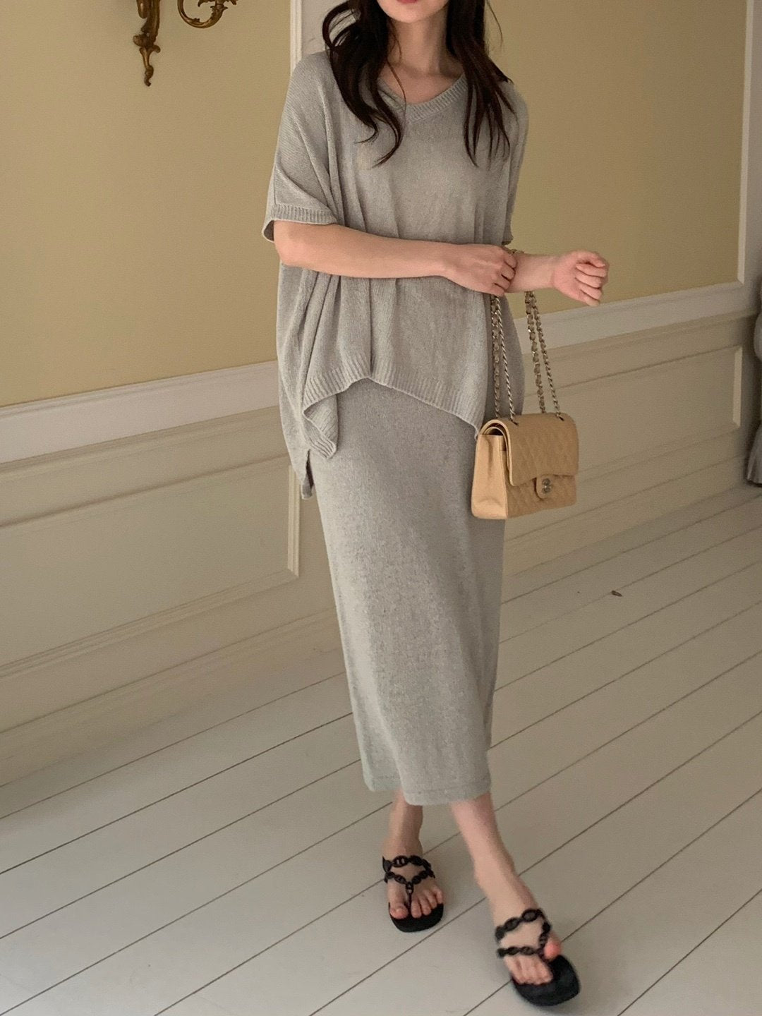 Luxe Marbouclé Linen Blend Two-Piece Set