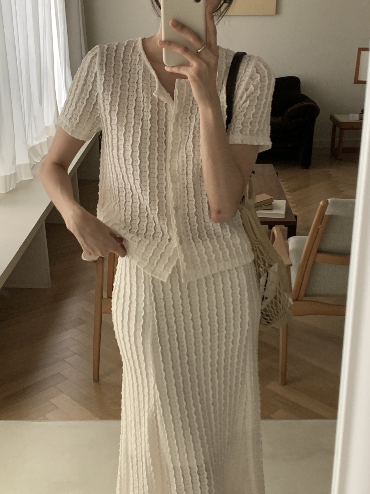 Wave Mermaid Cardigan & Skirt Set