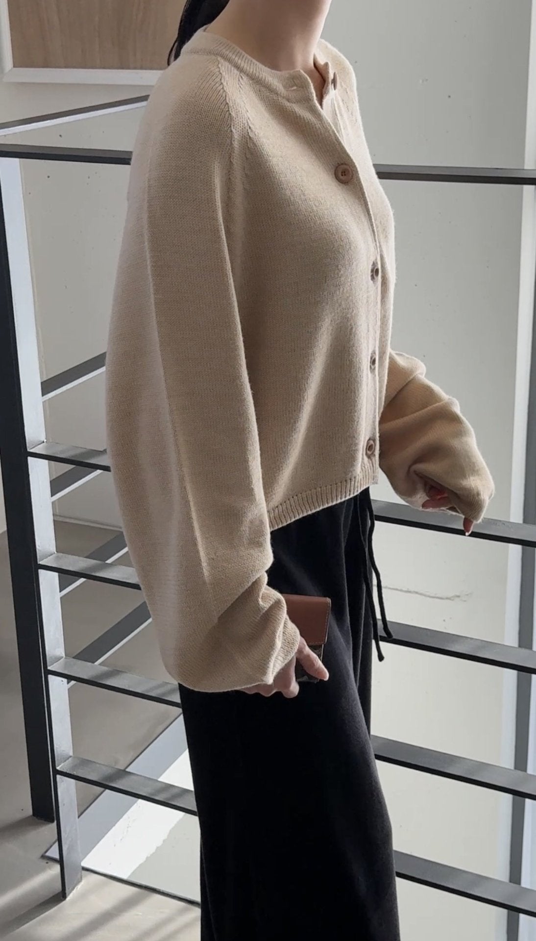 Seamless Relaxed Dolman Cardigan - Beige