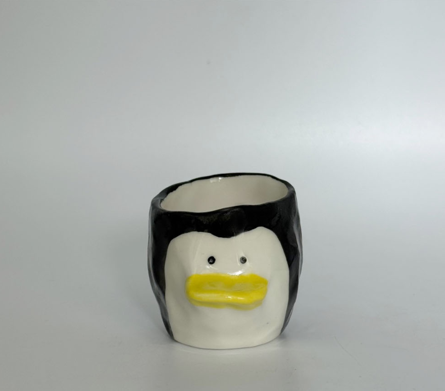 [Handmade Korean Ceramics] Big Beak Penguin Soju Cup
