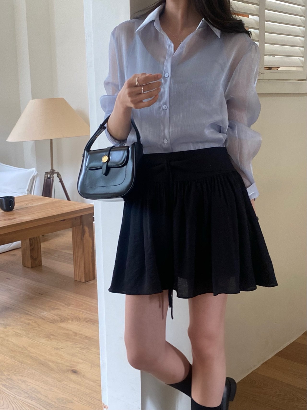 Luxury Organza Sheer Blouse – Sky Blue · White · Peach Pink