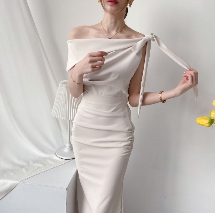 Scarf Asymmetric Sleeveless Blouse