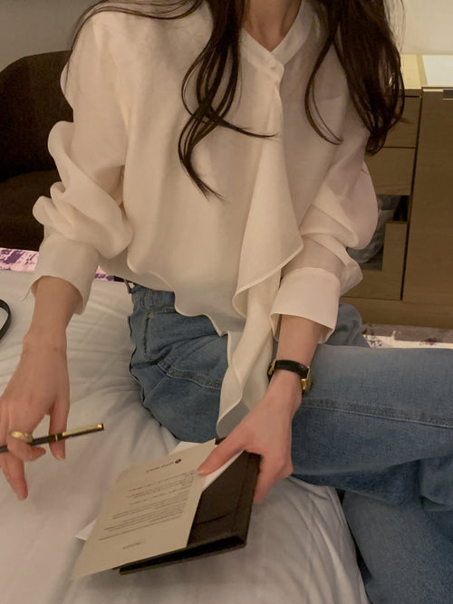 [Best Seller] Asymmetric Frill Blouse