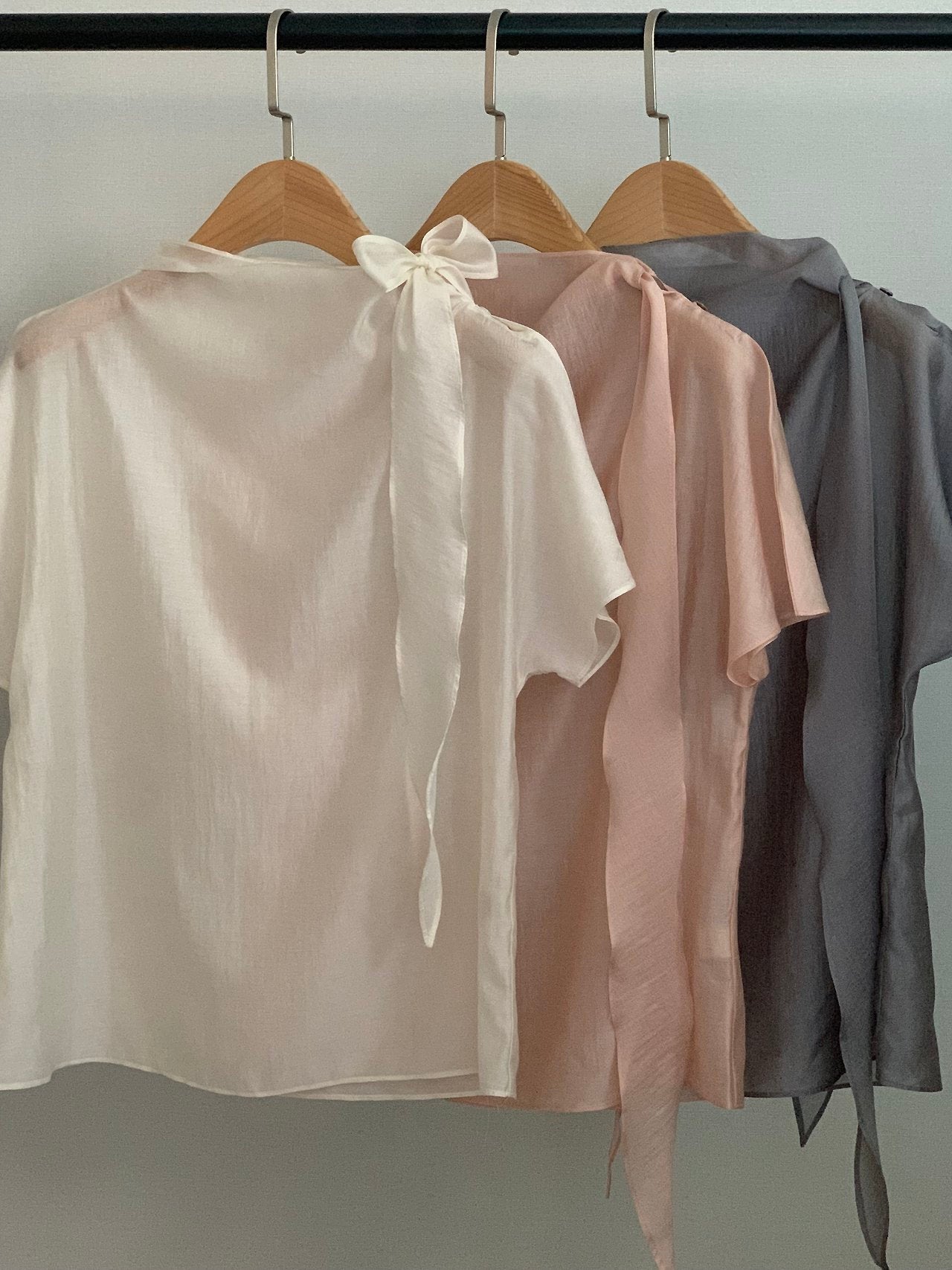 Tie Mock-Neck Blouse