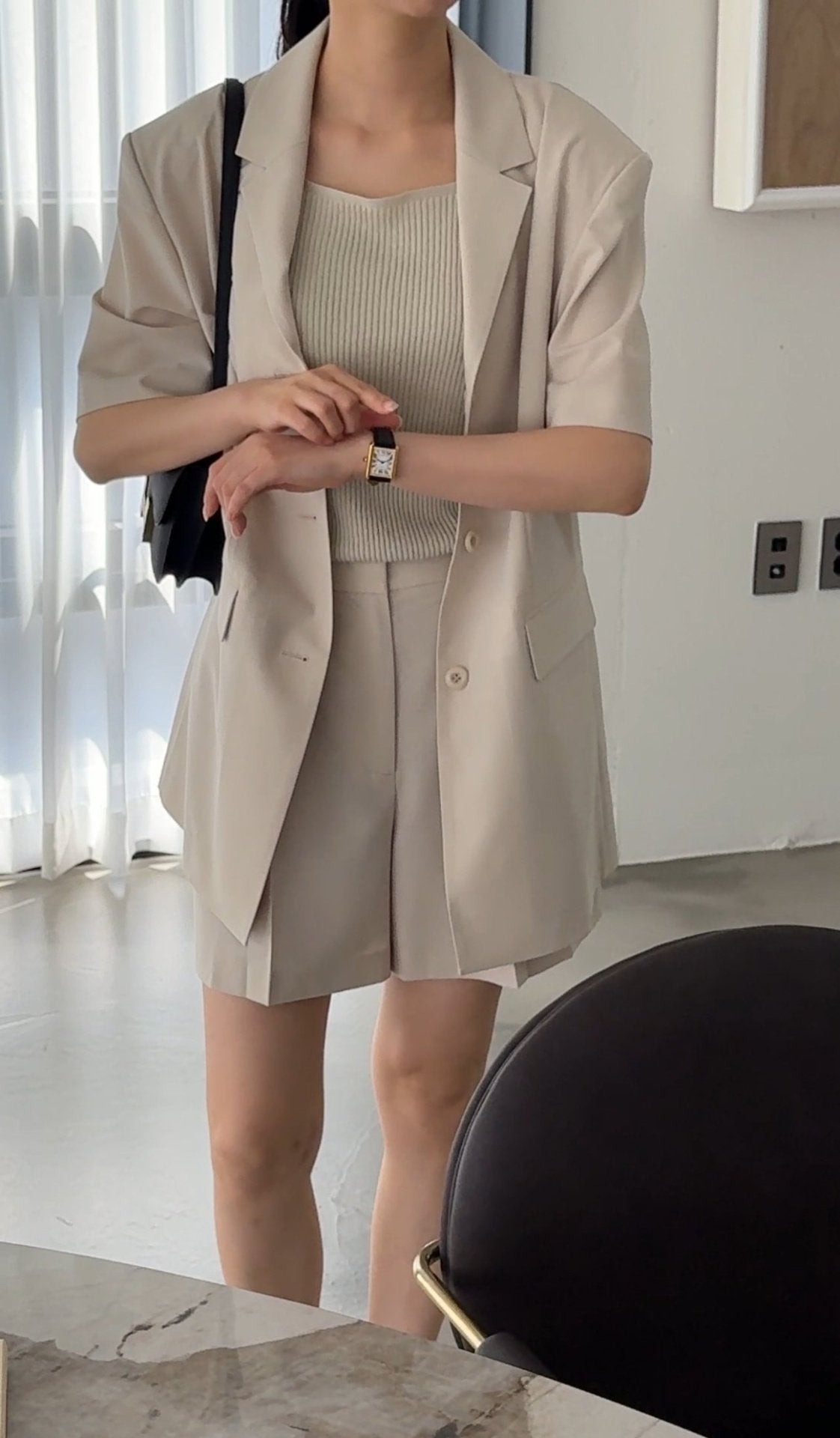 Summer Wool Tailored Suit Set - Light Beige