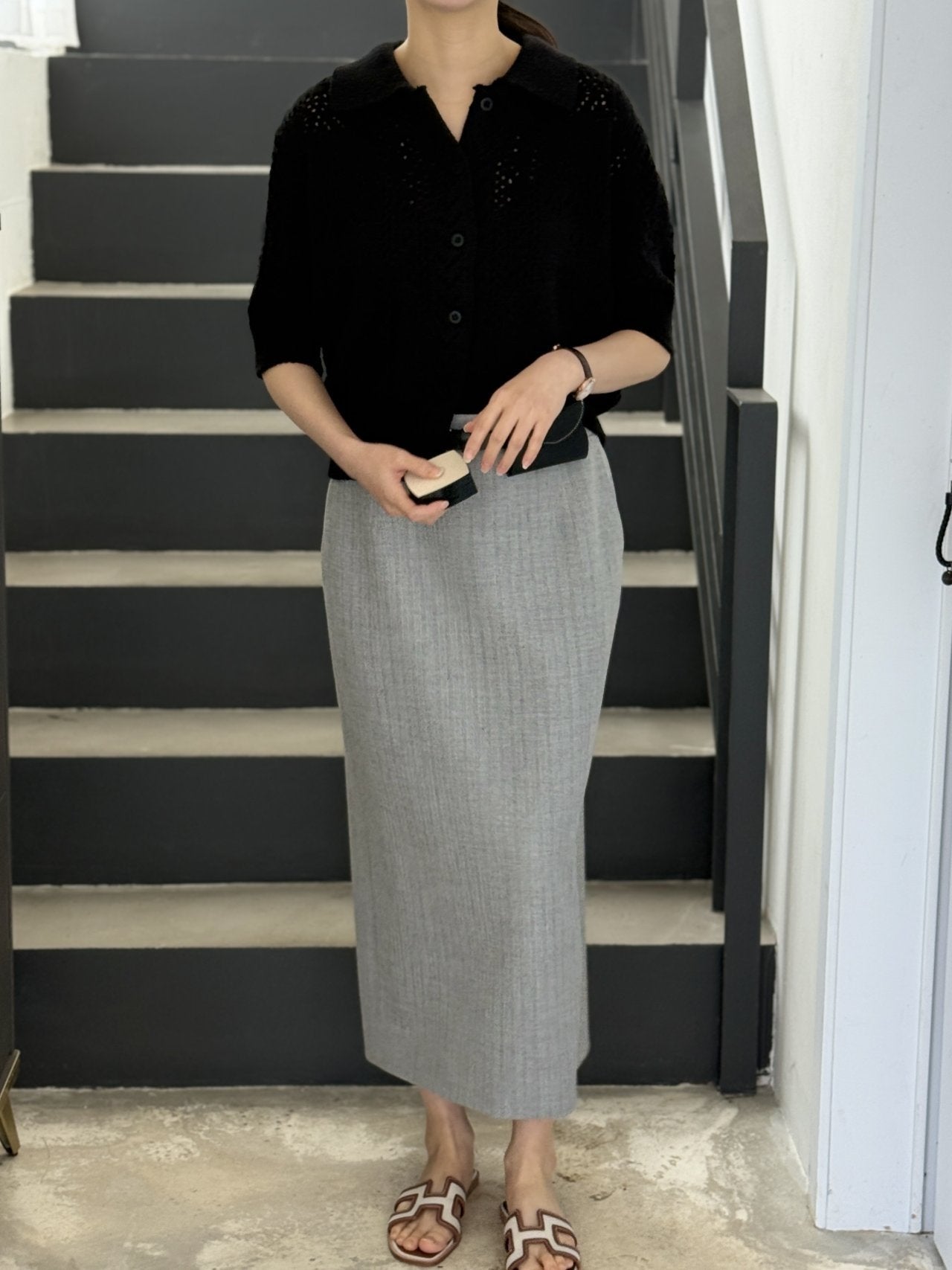 Classic Crochet Cardigan - Black