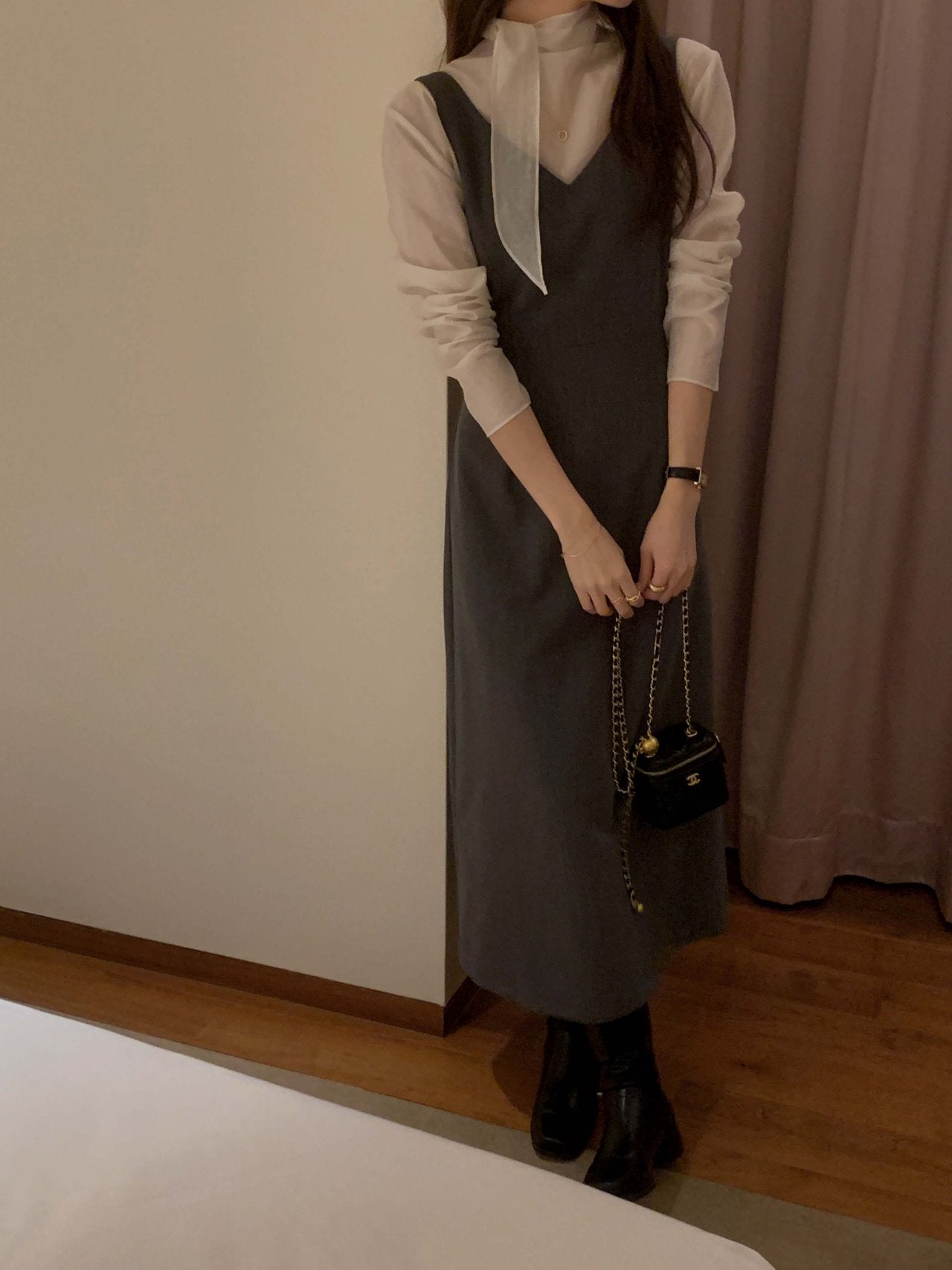 [Best Seller] Semi High Neck Draped Blouse